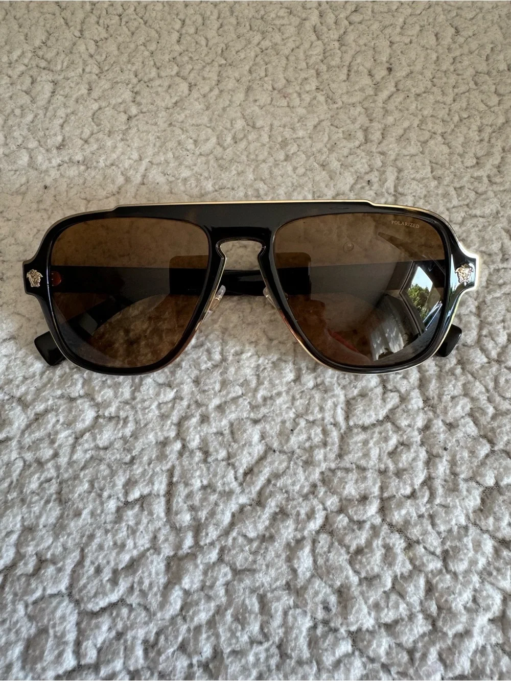 NWOT Versace 2199 Flat Top Aviator Polarized Sunglasses